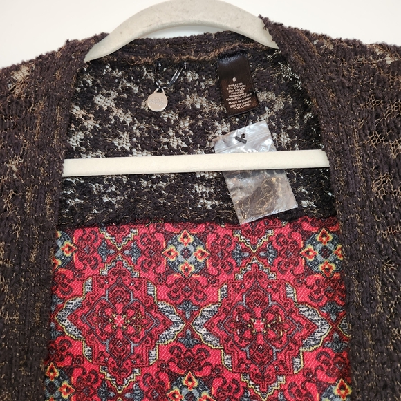 NWOT BKE Boutique Pieced Chiffon Open Weave Flyaway Cardigan Sweater Size S Cute - Picture 6 of 10